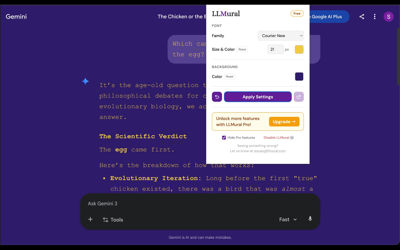 LLMural customizing Gemini